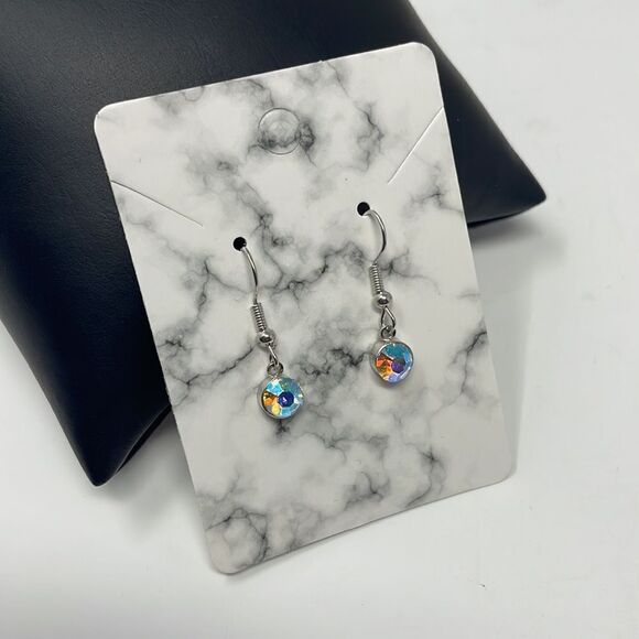 Iridescent Rhinestone Drop Earrings  - Picture 6 of 7